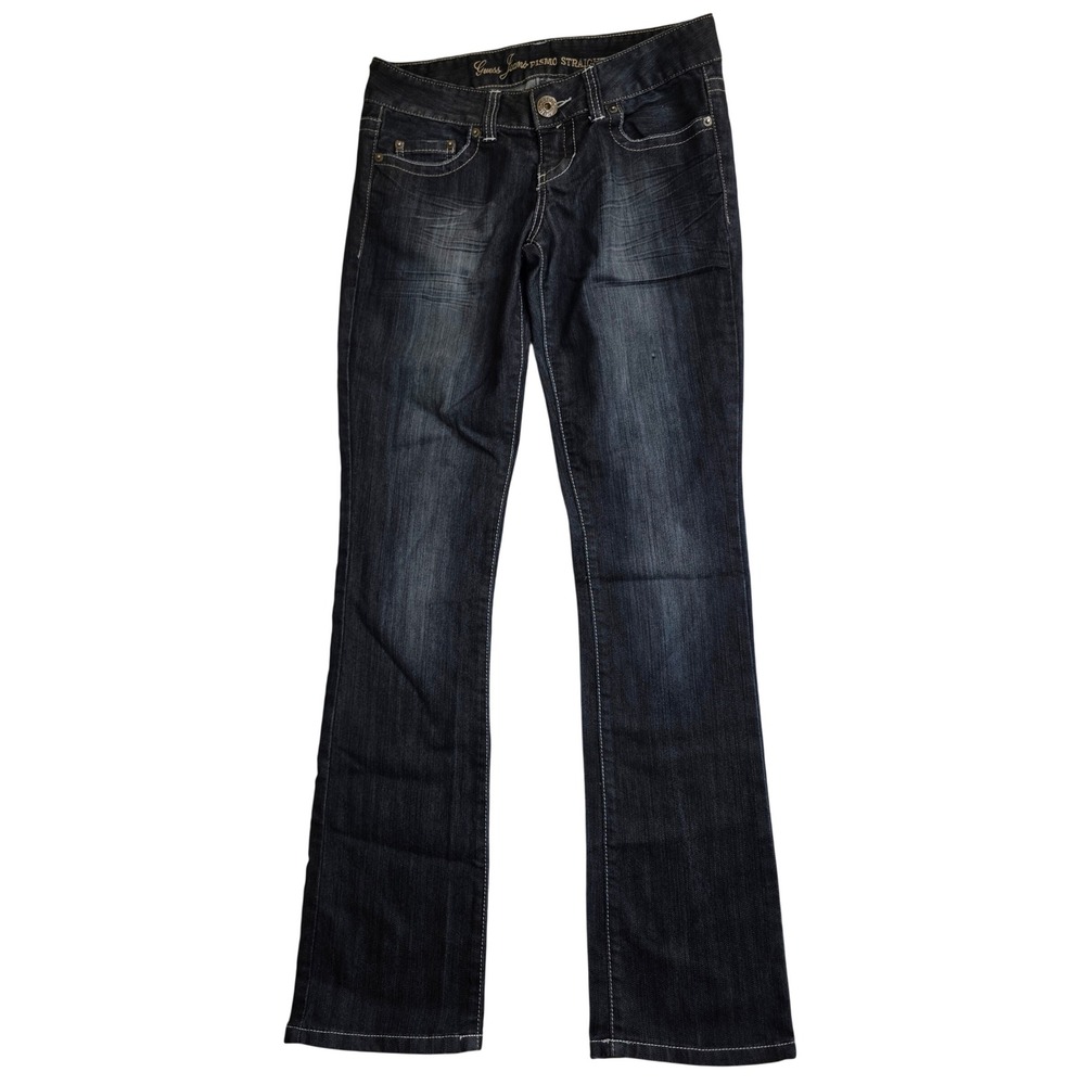 Y2K Guess Pismo Straight Leg Jeans W 28/6 Dark Wash Contrast Stitch indie/grunge